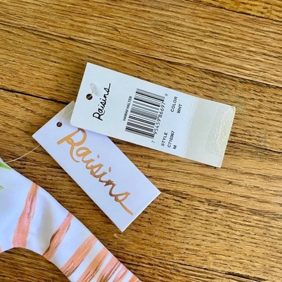 Raisins NWT Palm Bralette Halter Bikini Swim Top Hawaii Tropical Print Size M - Picture 5 of 9